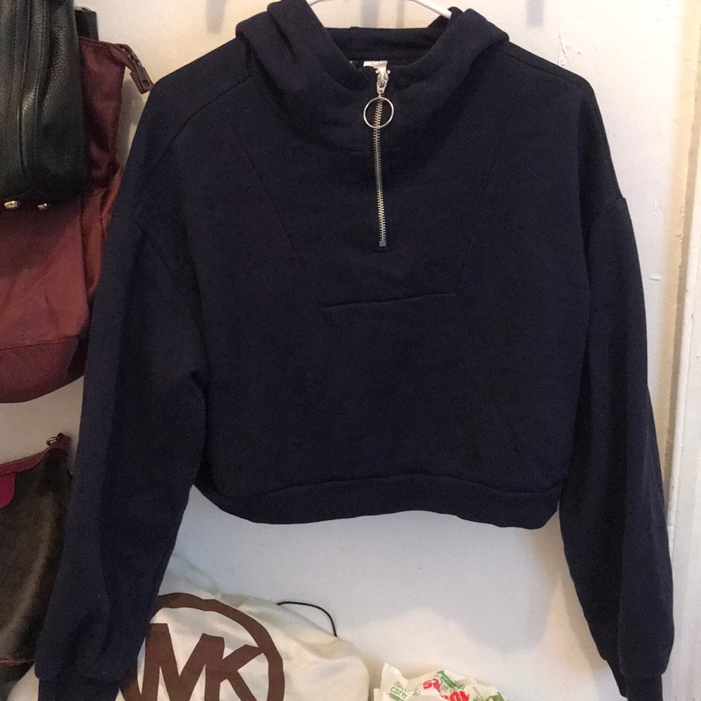 Cropped zipper hoodie